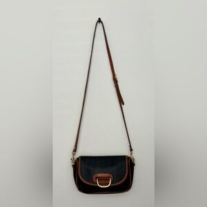 Vintage Dooney & Bourke Porthole Clutch Brown Leather Crossbody 1980’s Purse